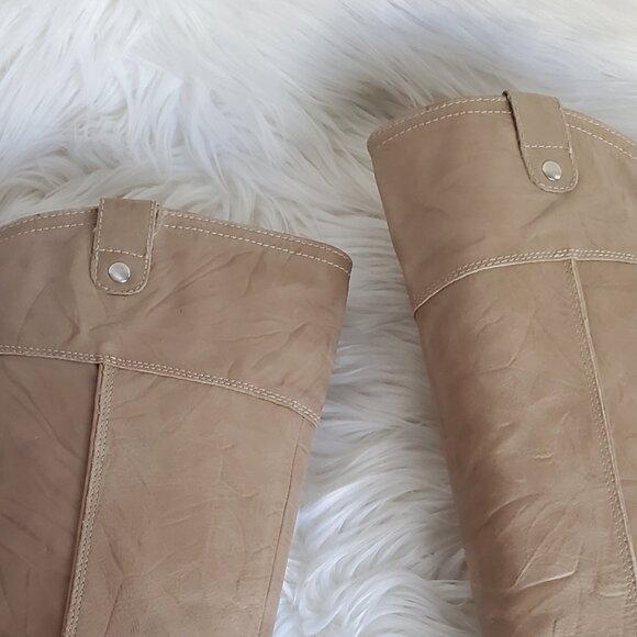 Gianni Bini Tan Leather Western Wrinkle Tall Riding Boots SZ 8 - Picture 11 of 14